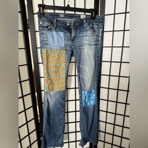 Angelina Petite Boot Cut Patchwork Blue Jeans